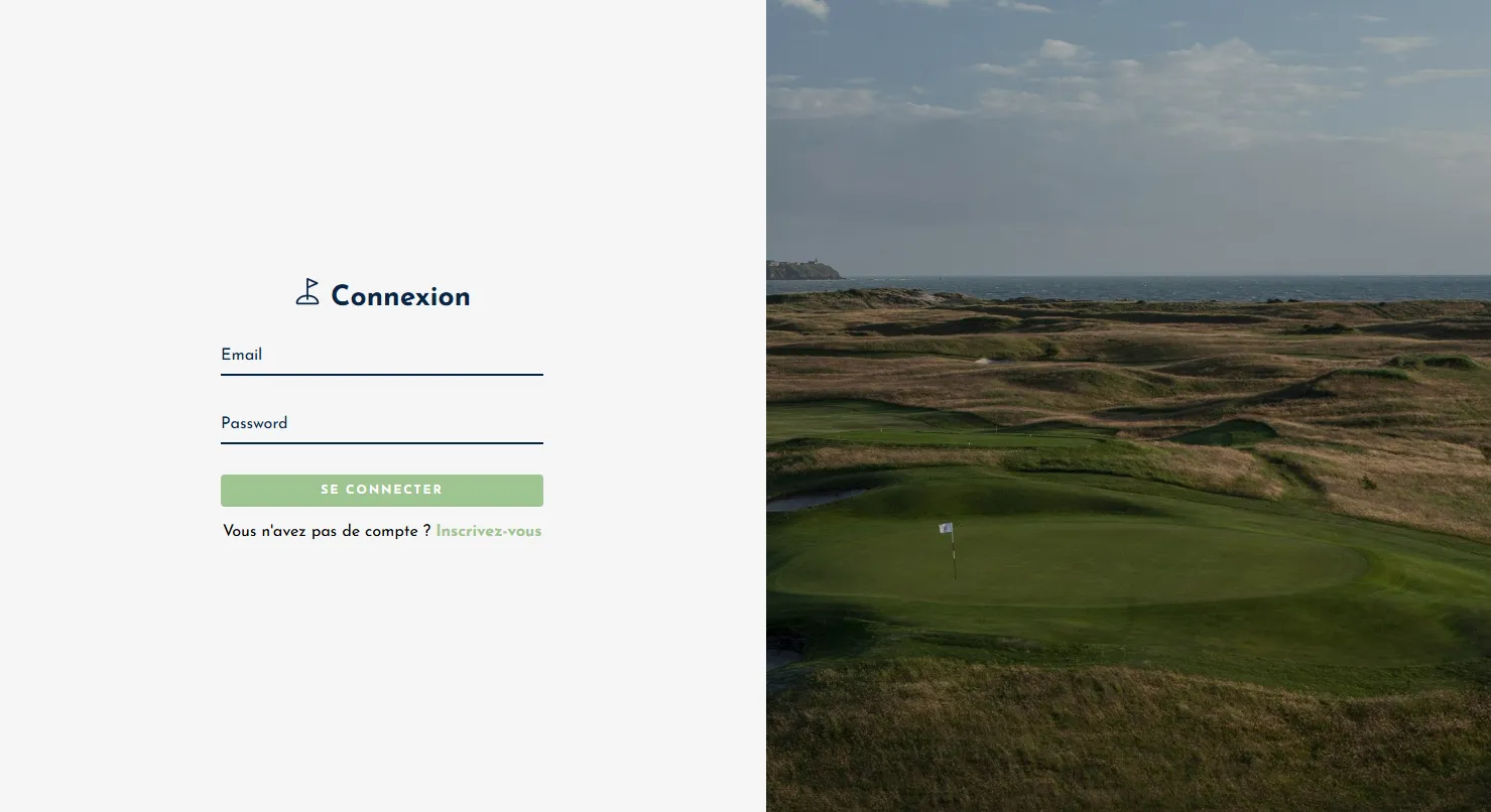 Home page of golf team intranet
